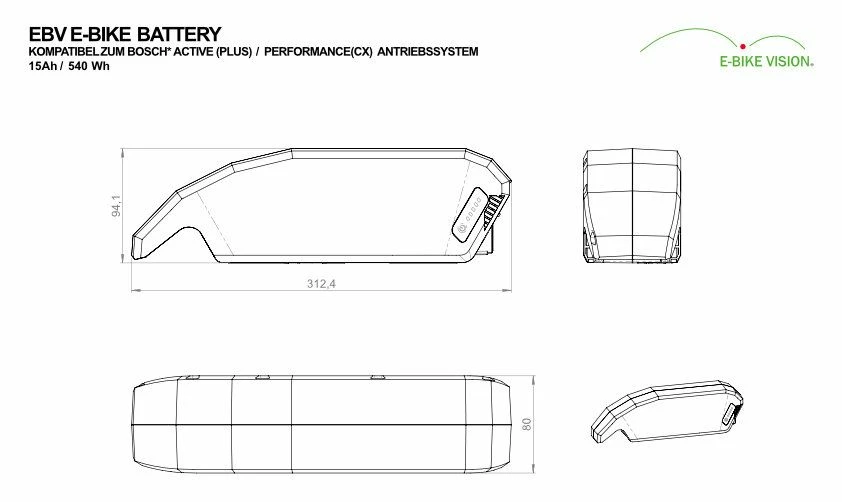 E-Bike Vision - EBV Batterie De Cadre Compatible Bosch Active (Plus) / Performance (CX) 36 V 7 E-Bike Vision - EBV Batterie De Cadre Compatible Bosch Active (Plus) / Performance (CX) 36 V – Image 5