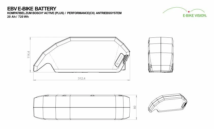 E-Bike Vision - EBV Batterie De Cadre Compatible Bosch Active (Plus) / Performance (CX) 36 V 8 E-Bike Vision - EBV Batterie De Cadre Compatible Bosch Active (Plus) / Performance (CX) 36 V – Image 6